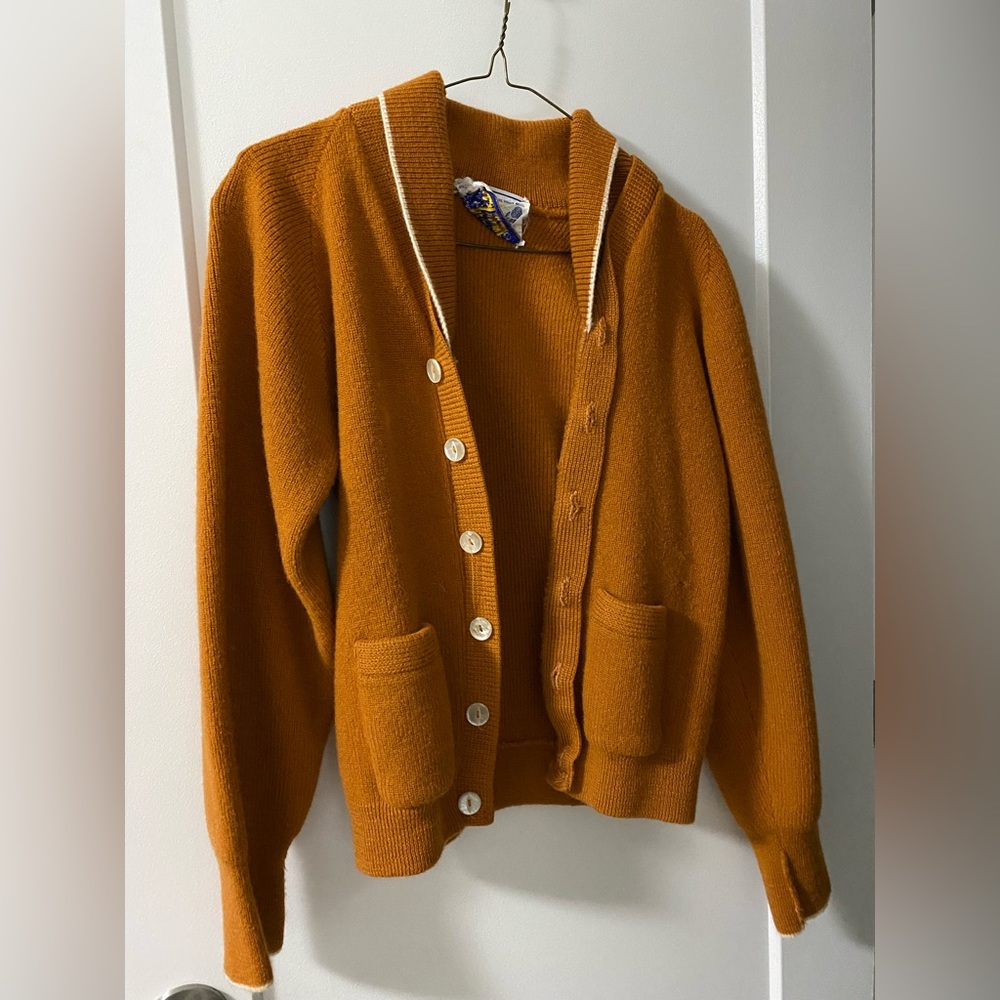 Women's Orange Cardigan Sweater